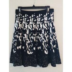 Chelsea and Teodoro Black and white floral print midi skirt Size M
